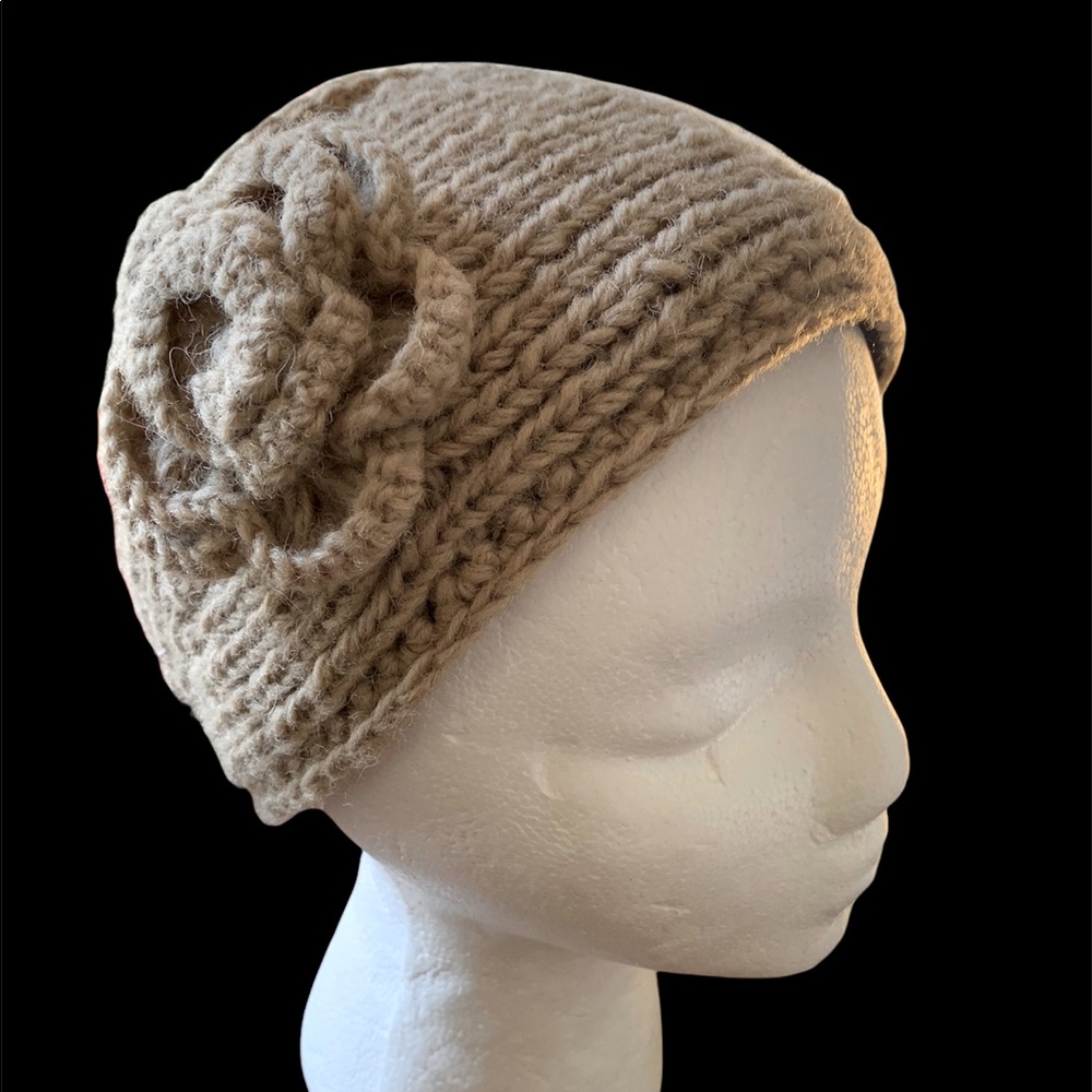 Tan Knit Headband, Fully Lined, NWT